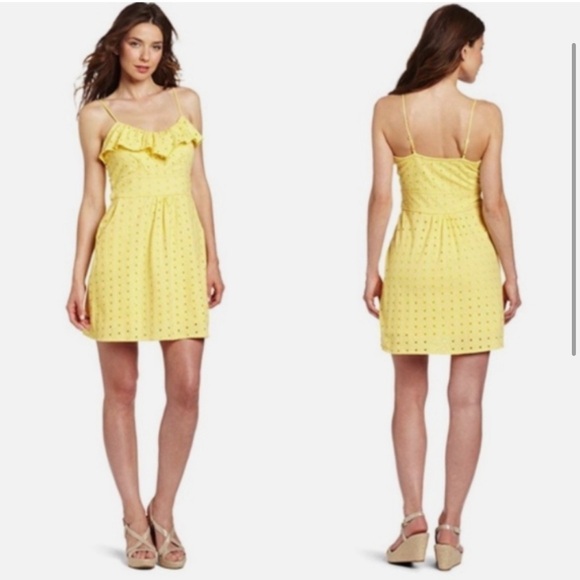 Lilly Pulitzer Carreen Dandelion Yellow Eyelet Spaghetti Strap Dress - Picture 1 of 8